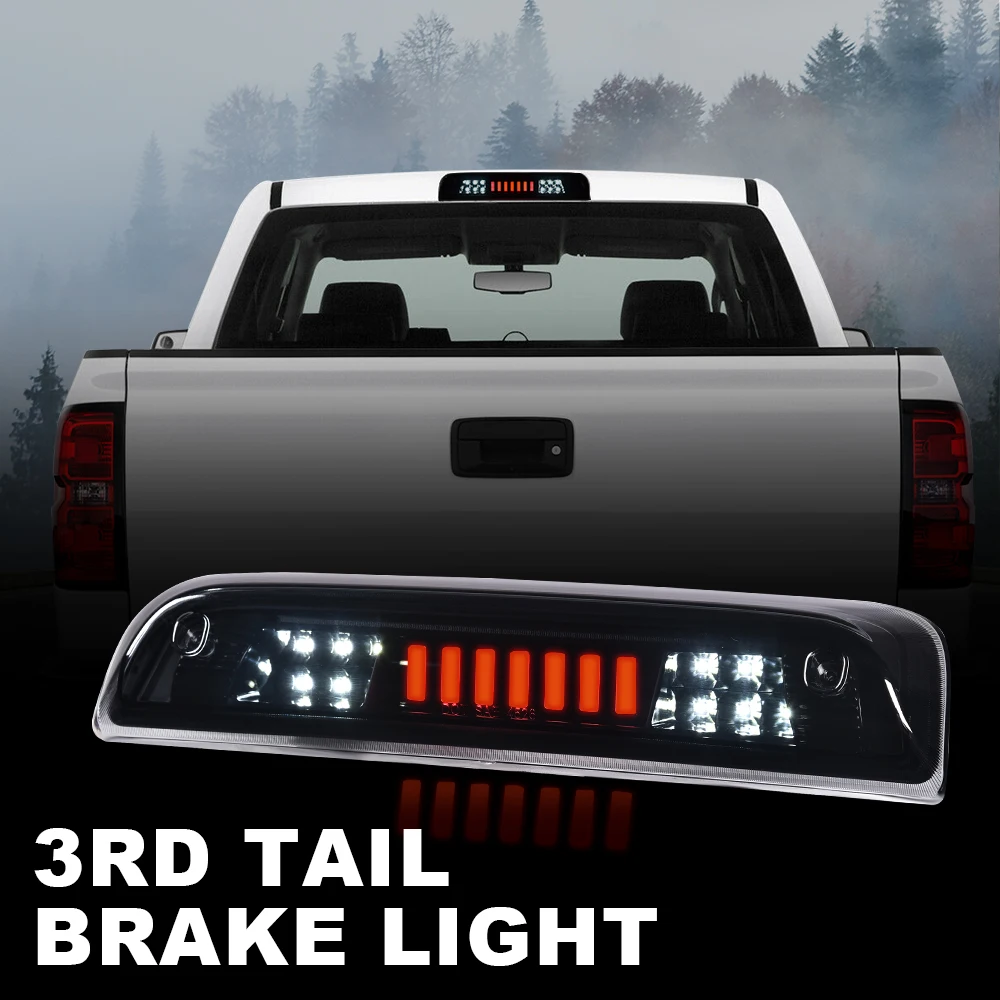 

Fit for 14-18 Chevy Silverado Gmc Sierra Black/Clear Led Third Brake Light Lamp Waterproof Snowproof Dustproof Car Accessories