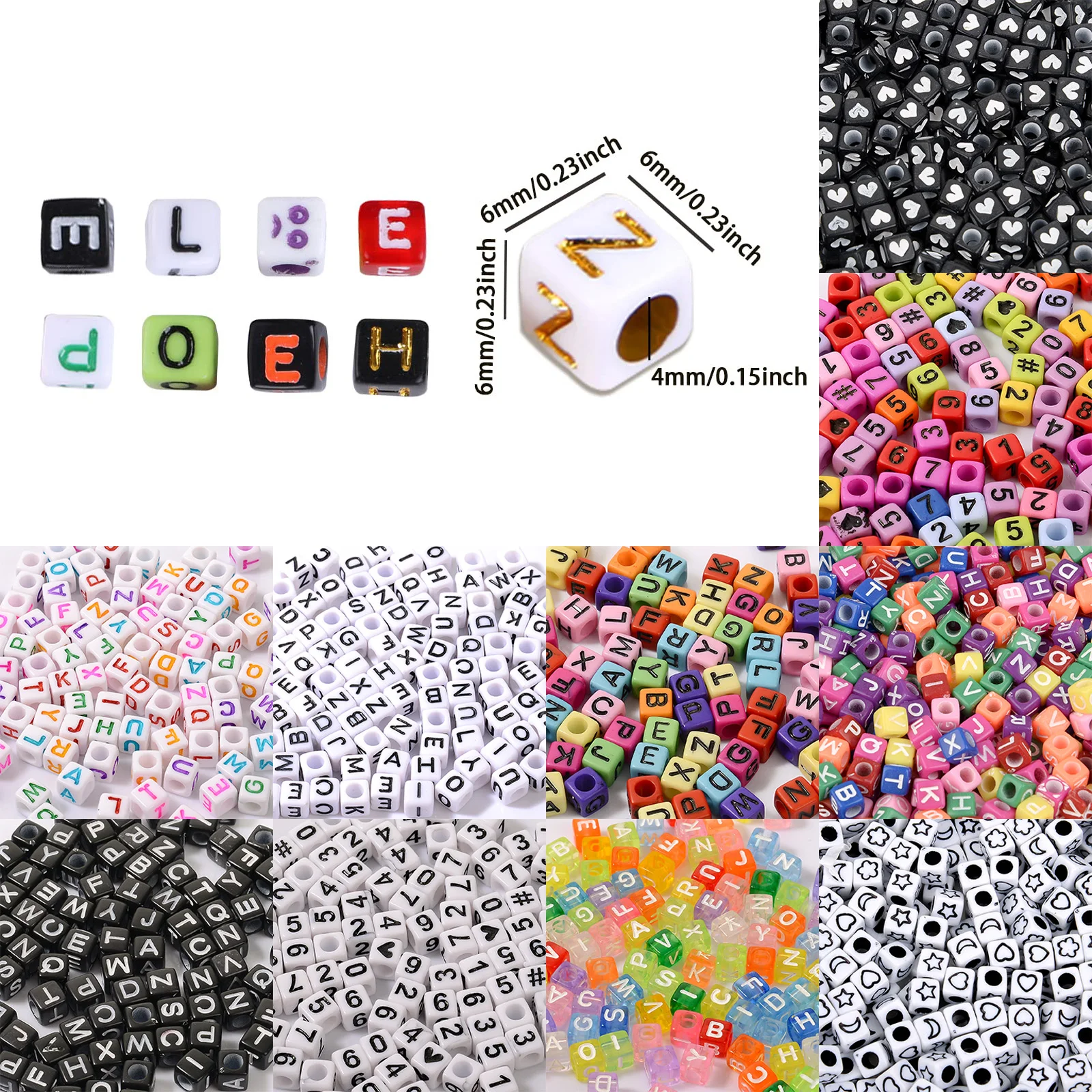 26 Letters 6mm Square Acrylic Letter Beads Black White Alphabet Spacer Beads For Jewelry Making Handmade Diy Bracelet Necklace