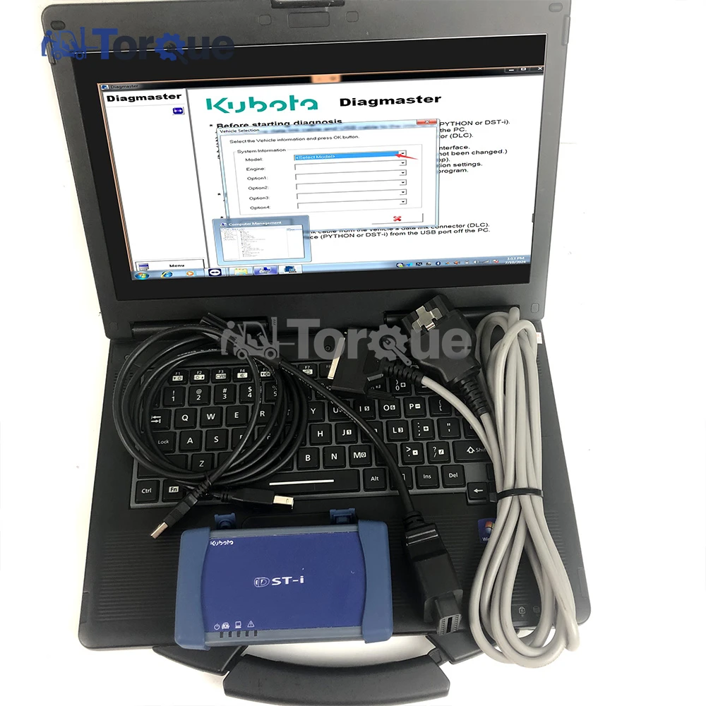 Dsti لشاحنة جرار الآلات الزراعية KUBOTA أداة تشخيصية Diagmaster Python DSTi datalink PYTHON مع كمبيوتر محمول CF53 #1