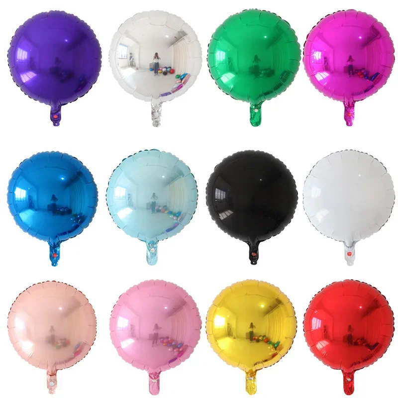 Ballons ronds à hélium en aluminium de 18 pouces, 10 pièces, décoration de mariage, fête d'anniversaire, réception-cadeau pour bébé, jouets gonflables pour enfants, fournitures de ballons à Air