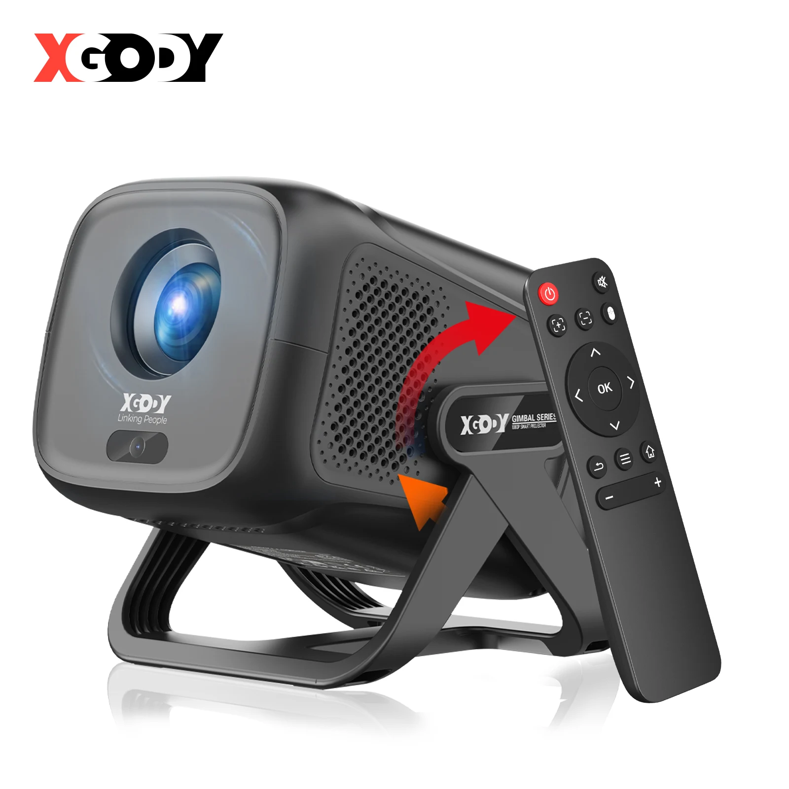XGODY Mini-Projektor Autofokus 4K Native 1080P 450ANSI Android11 Lautsprecher Air Mouse Sprachassistent aktualisiert Heimkino