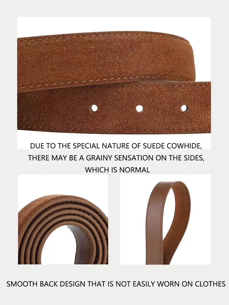 Fashion Suede Cowhide Women‘s Belts Genuine Leather 2.8cm Wide Belt Metal Buckle Women Belt Matched Dress Jeans Skinny Girdle