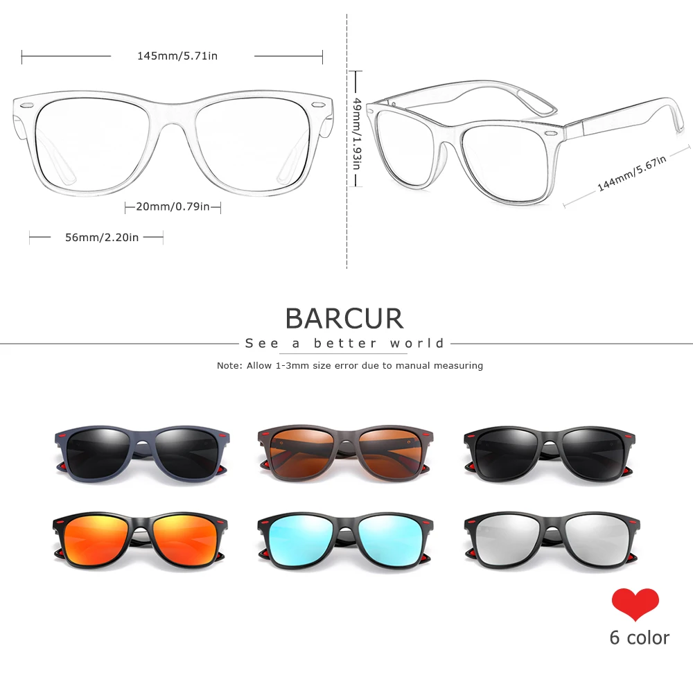 BARCUR Trending TR90 Polarized Sunglasses Women Square eyewear Men Sun glasses Vintage Unisex Goggle Male UV400 Oculos de sol