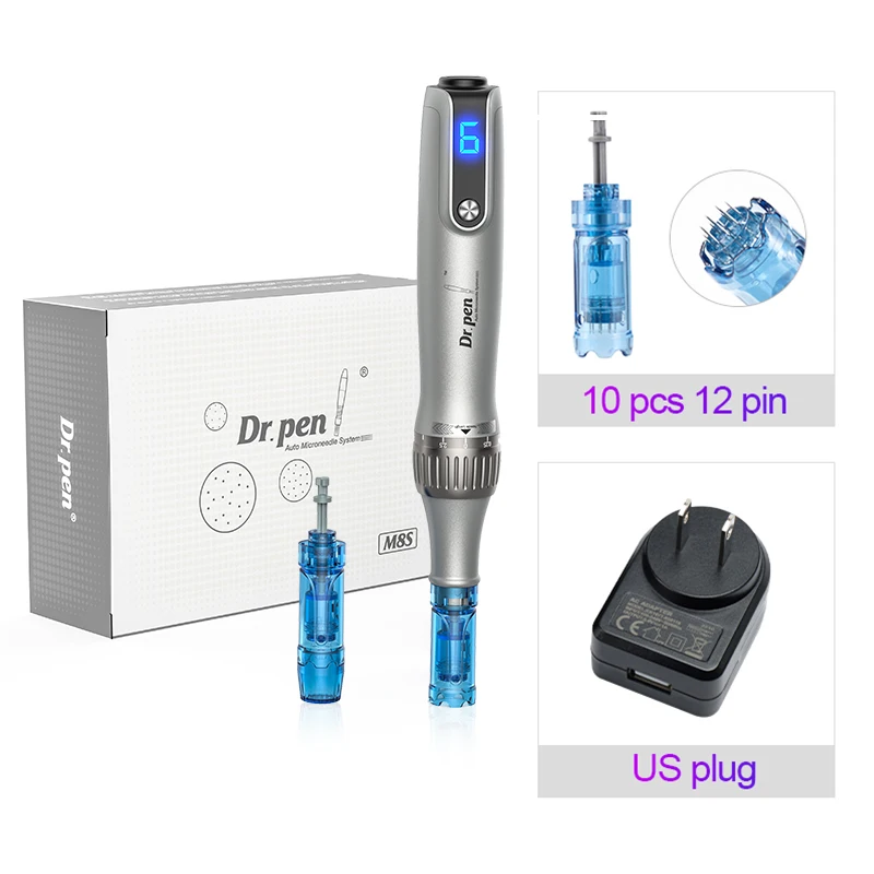 Dr. Pen M 8S Micronaaldling Pen Met 12 Vervangende Cartridges Draadloze Derma Micronaaldle Penset Professionele Huidverzorgingstools
