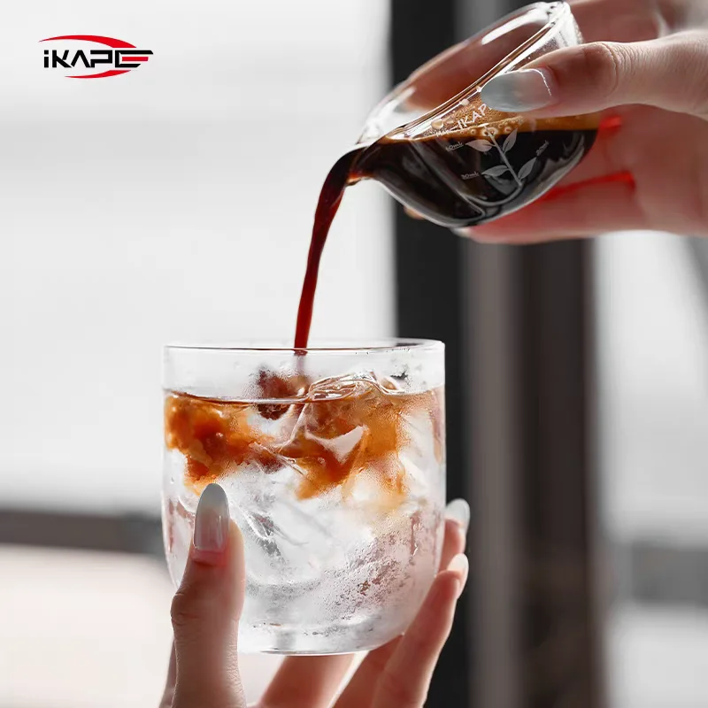 IKAPE Espresso Measuring Cup-Glass Petal,Espresso Milk Cup Kitchen Mug,High Borosilicate Glass Milk Coffe Heat-resistant Cup