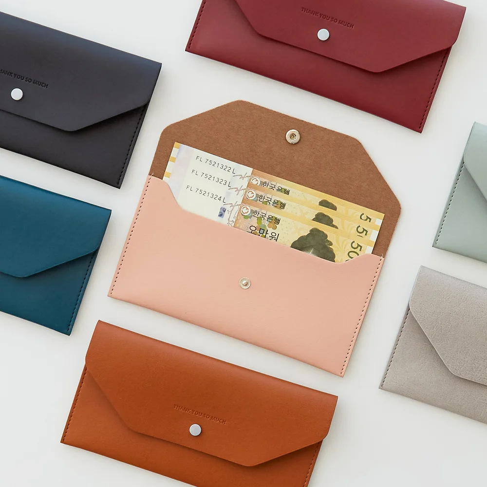 Fany-made domestic made leather wallet type pocket money envelope wallet