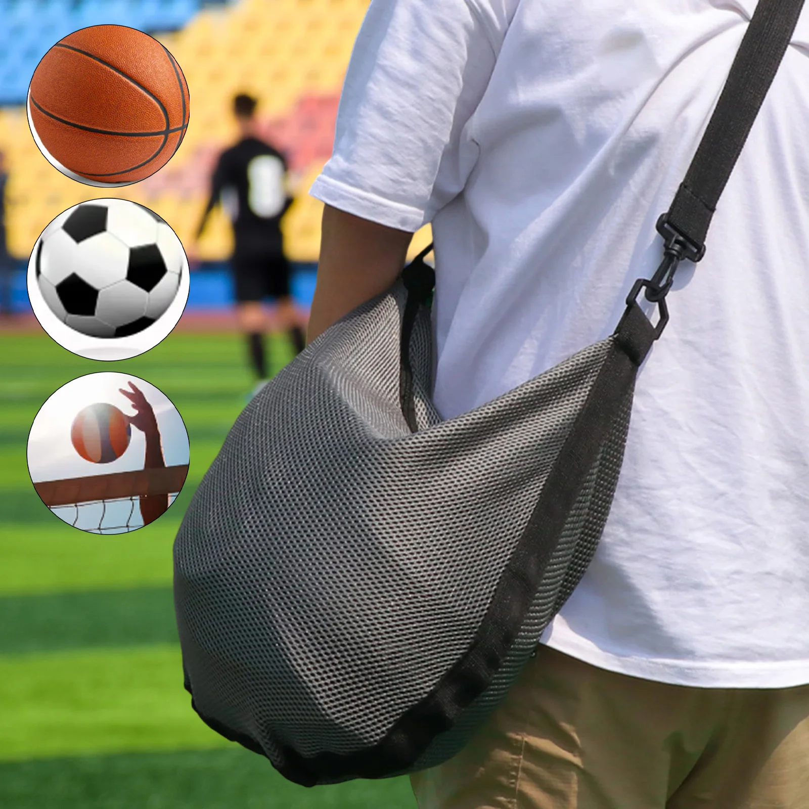 Дышащий регулируемый плечевой ремень, внутренний карман для мелких предметов, легкая баскетбольная сумка, сумка для футбольного мяча, сумка для одного мяча