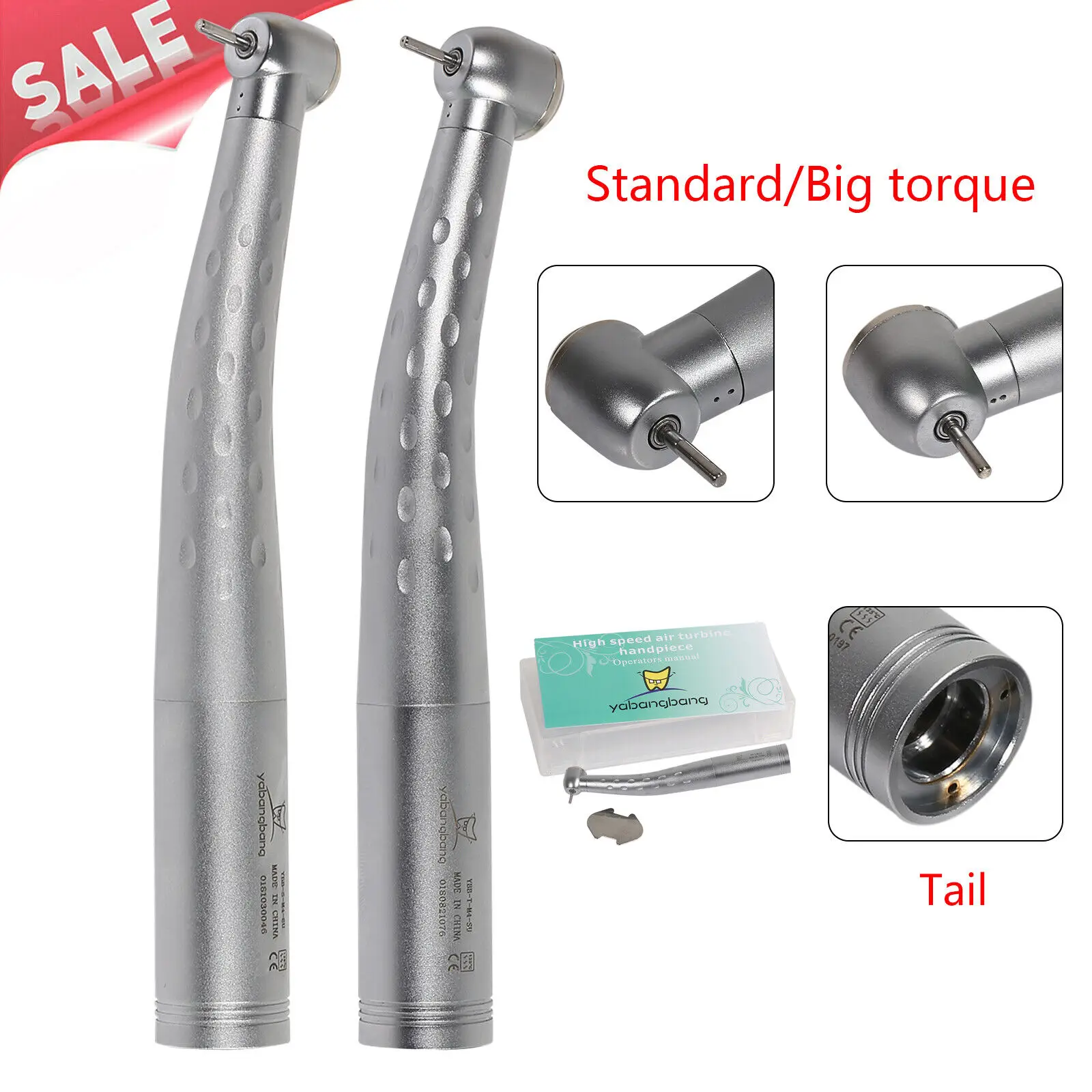 Dental High Speed Handpiece Standard/Large Head Air Turbine Quick Coupler fit NSK Midwest 4Hole