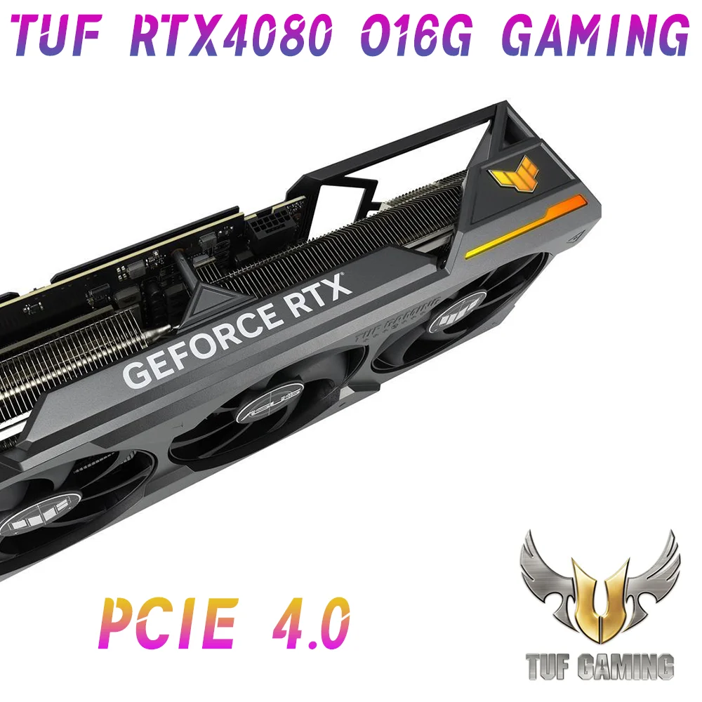 Asus novo tuf rtx 4080 o16g placa gráfica de jogos gddr6x 16gb placas de vídeo gpu 256bit nvidia rtx4080 pcie4.0 oc modo 2625 mhz CUDA Core 9728 HDMI DisplayPort suporta Intel AMD CPU Motherboard para jogos de PC