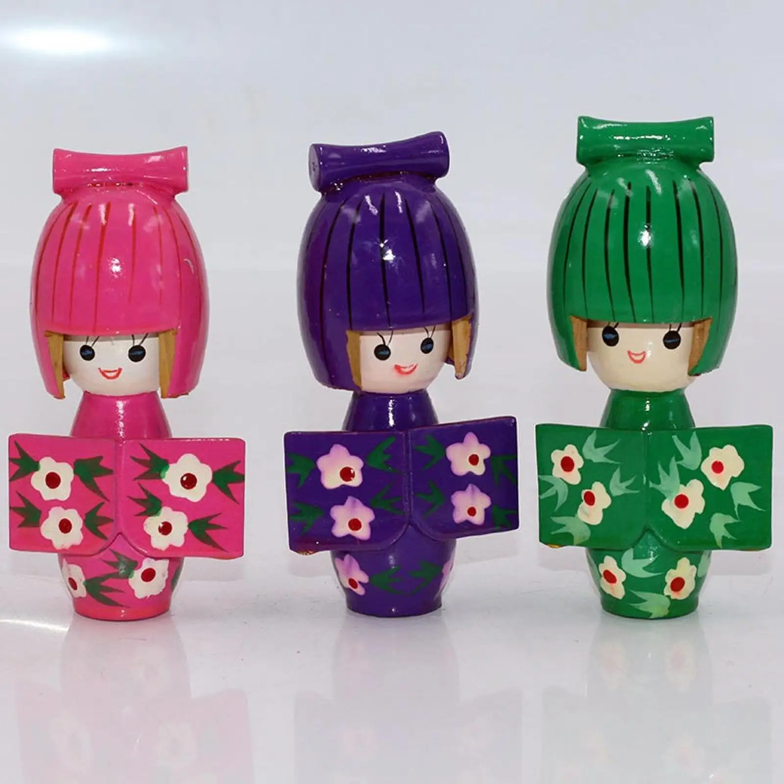 Wooden Kimono Doll Traditional Ornament Collectible Figurine Wood Kokeshi Doll Asian Geisha Doll for Table Home Entryways Shelf
