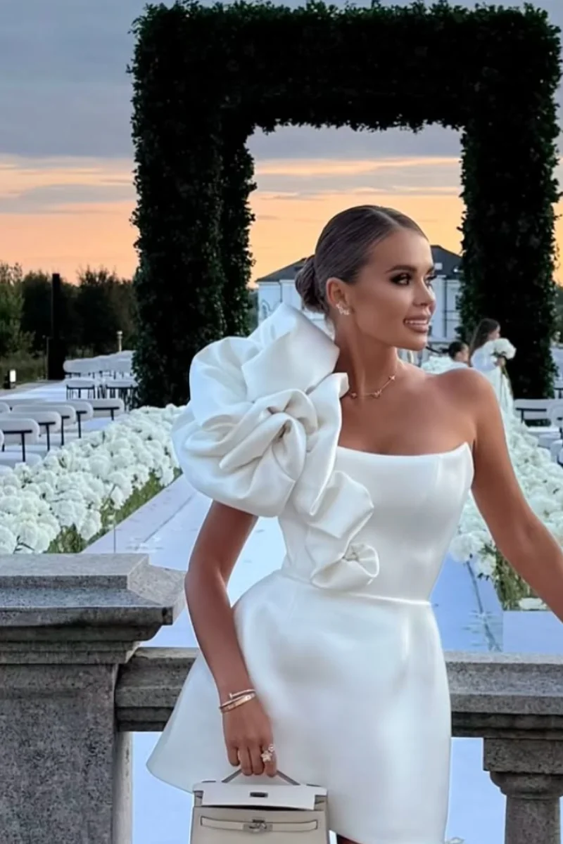 Jessica Abendkleider mit handgekräuselten Kanten, wunderschöne weiße Ballkleider, Mini, schmal, kurz, Prinzessin, Vestidos de Gala, individuell gestaltet