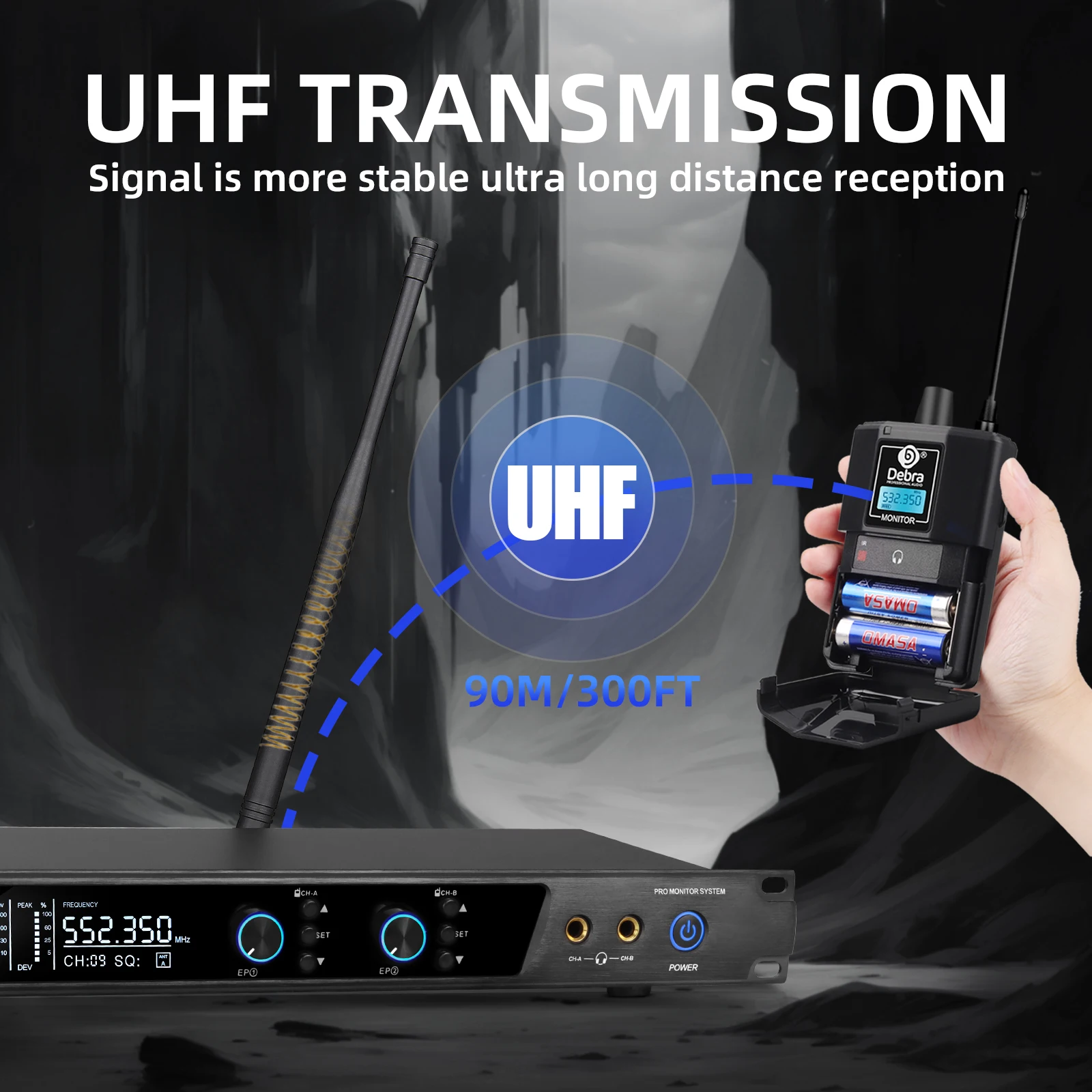 Debra Audio professional UHF wireless in-ear monitoring system with Bluetooth 5.0 for stage band ensemble monitor headphones