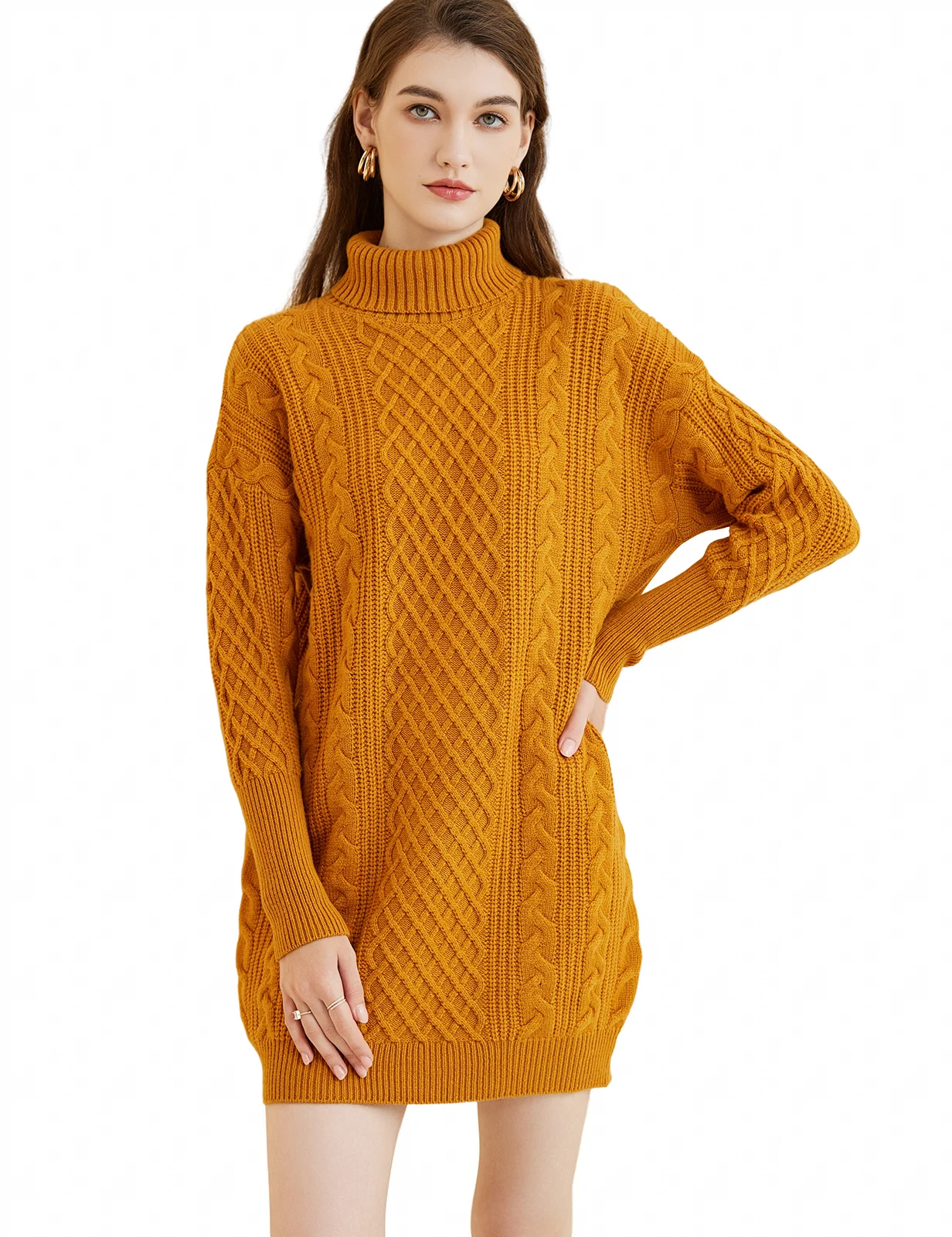 Turtleneck Women\'s Wool Sweater 2023 Fall Winter Warm Soft Crewneck Long Sleeve Top Knit Vintage Cable Pullover Sweater Clothing