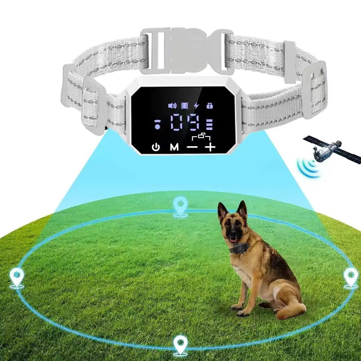 

GPS Electronic Fence, Electric Dog Trainning Fence System, Outdoor Pet Wireless Smart Vibration Shock Dog Collar Radius 3280 Ft