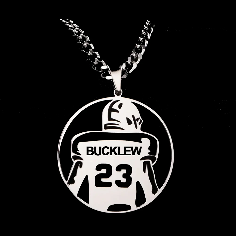 

Custom Football Player With Name & Number Round Shape Pendant Necklace Star Commemorative Team Graduation Commemorative Gift