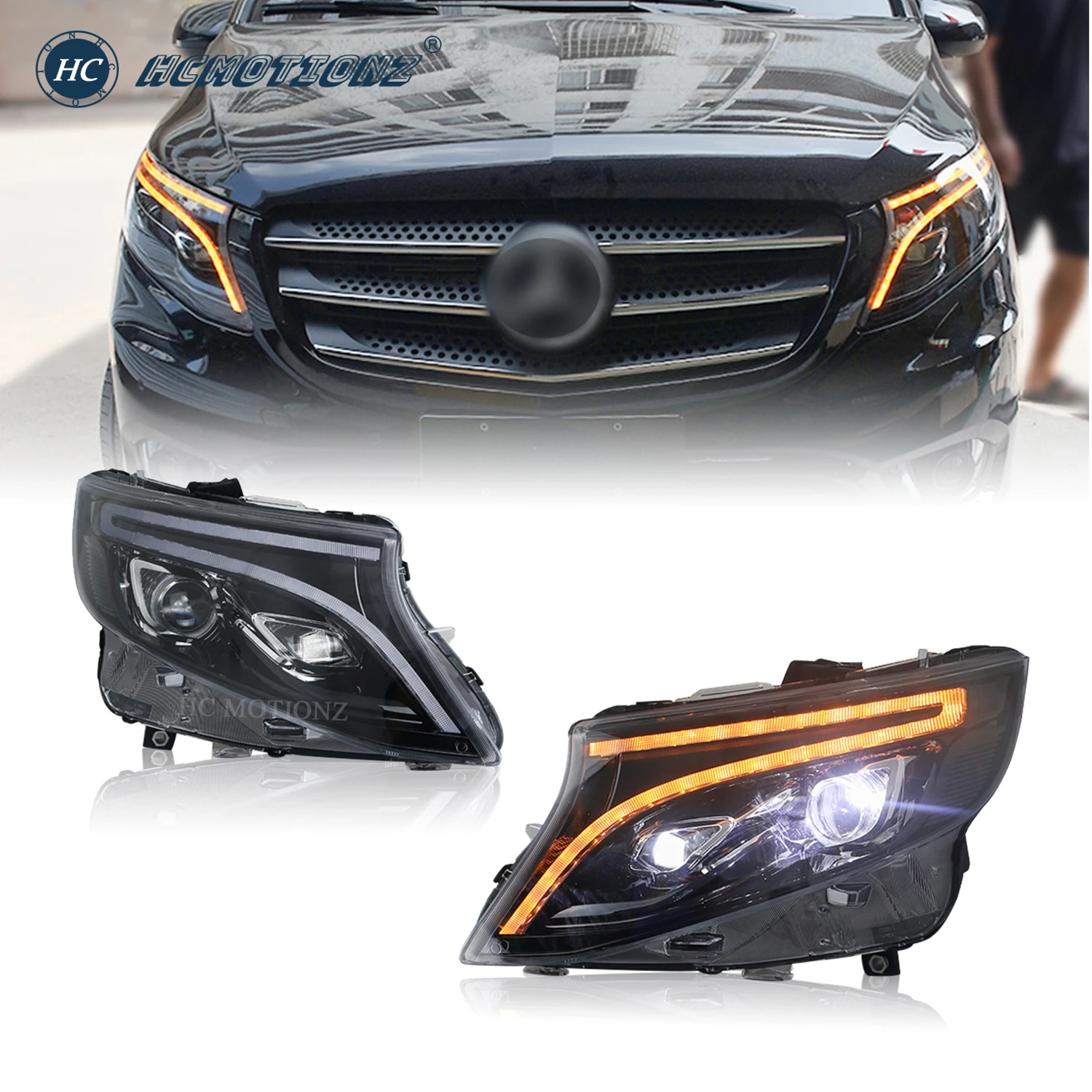 HCMOTIONZ LED Headlights Assembly For Mercedes-Benz Vito 2014-2020 Valente Marco Polo EQV V-Class W447 Metris Car Front Lamps