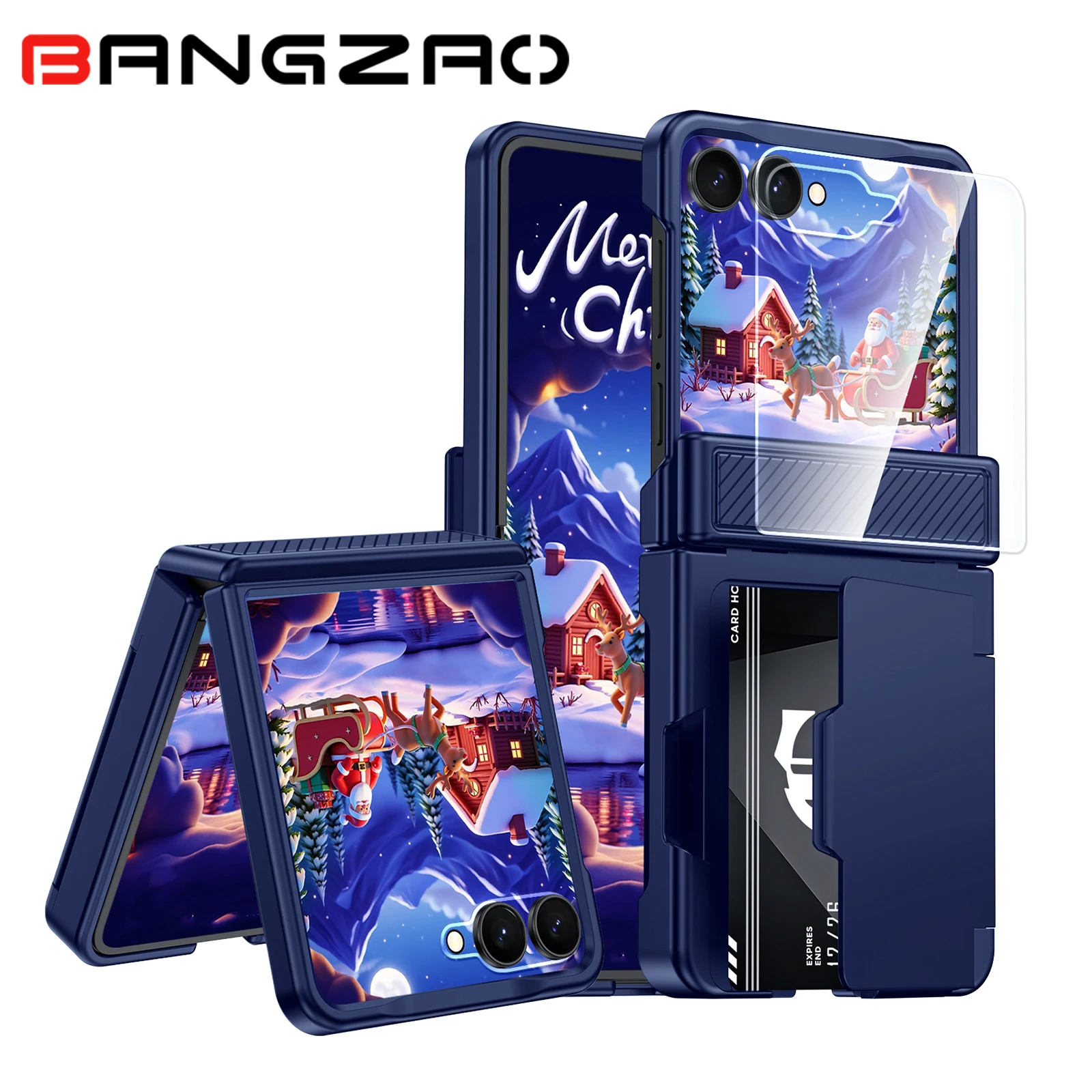 

Christmas Gift,for Samsung Galaxy Flip 7 Card Clip [RFID Shielding],Screen Protector,Hinge Protection,Shock Protection-Blue