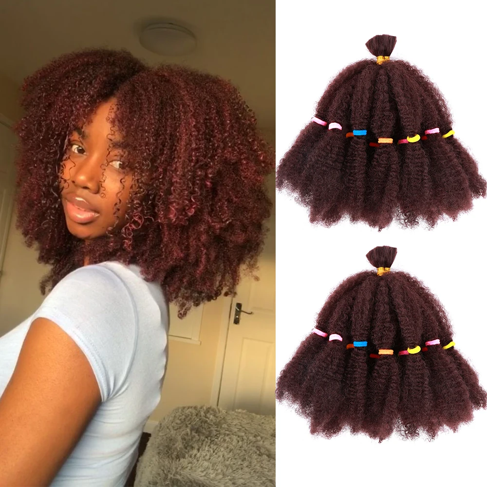 Braids Fluffy Afro Kinky Bulk Afro Curly Twist Synthetic Hair Short 12