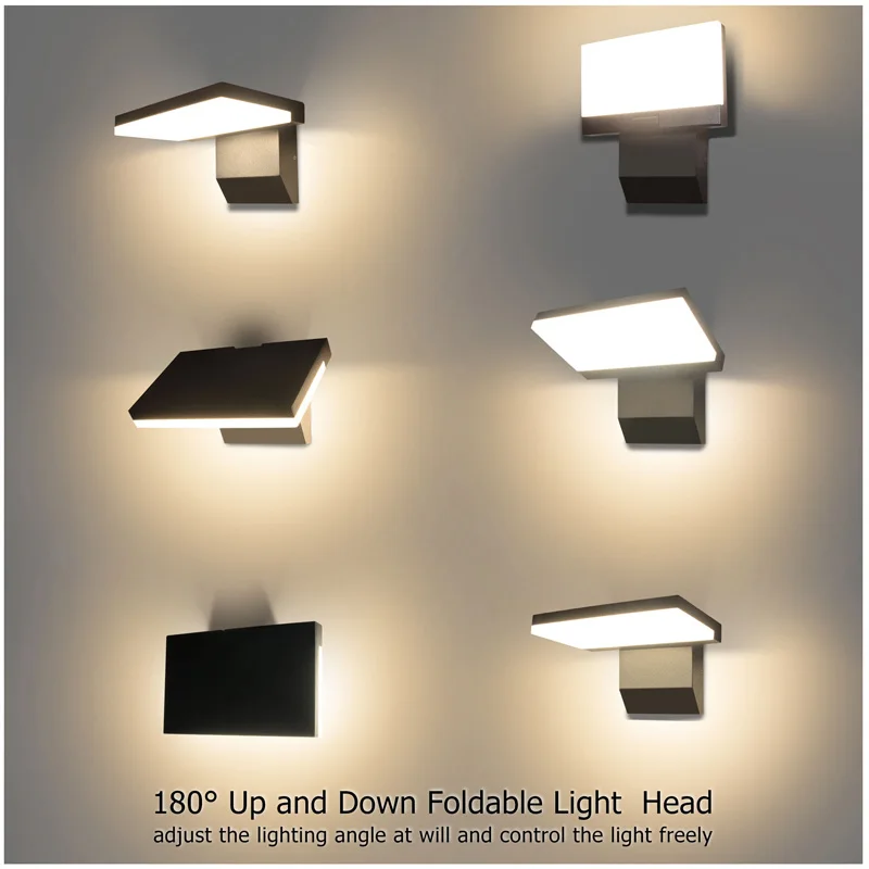 LED Wall Lamp Outdoor Waterproof IP65 Interior Wall Light 180° Rotation Porch Garden Lights  Street Corridor Stairs Lighting 18W