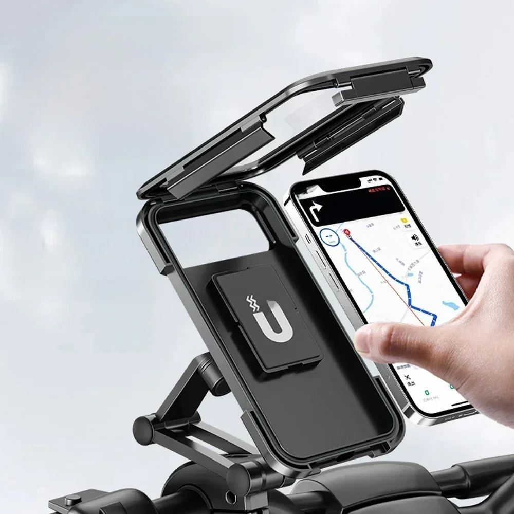 AliExpress VIKEFON Waterproof Motorcycle Bike Mobile Phone Holder Magnetic Universal Bicycle GPS 360° Swivel Adjustable Motorcycle Cellphone Holde