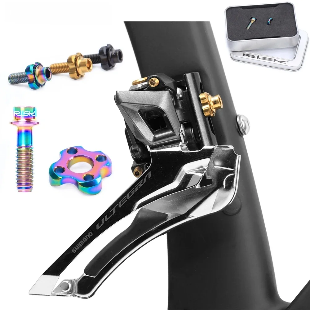 AliExpress NONE RISK Road Bike Bicycle Front Derailleur Shift Bolt Screw Washer M5x16mm Titanium Alloy Curved Spacer Folding Bike