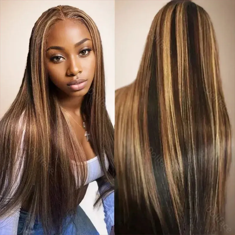 

13x6 Lace Frontal Wig Human Hair Straight 13x4 Wigs Brazilian Choice 30 Inch P4/27 Highlight Colored Blonde For Women Cheap