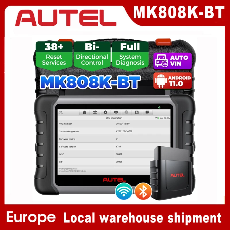 Lecteur de codes de diagnostic automobile Autel MK808K-BT OBD2, outil de diagnostic bidirectionnel de niveau OE, diagnostic de tous les systèmes, PK MK808BT MX808S