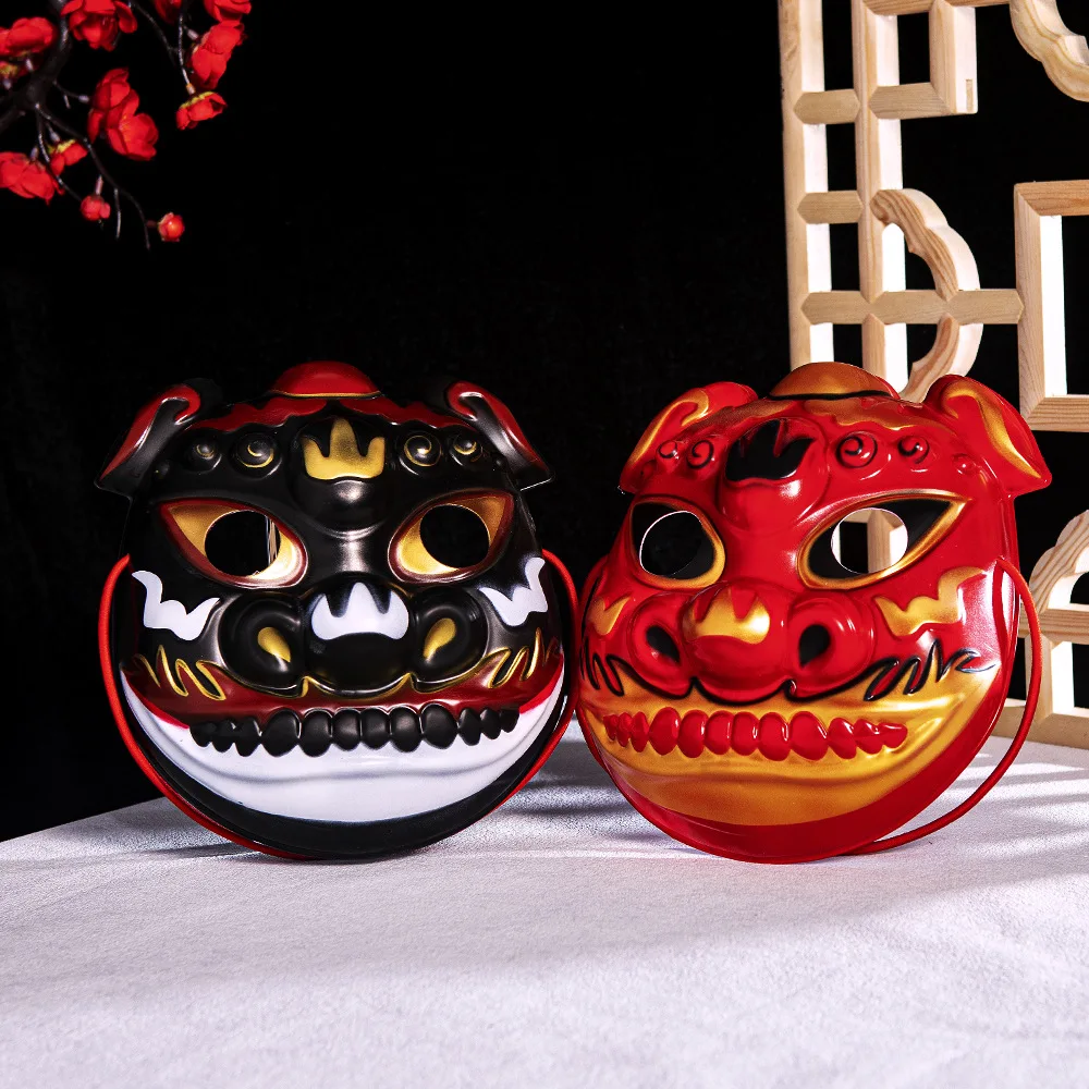 Traditional Lion Mask - Mythical Beast Design for Festivals, Hanfu Outfits, Tattoo & Sushi Shop Decor