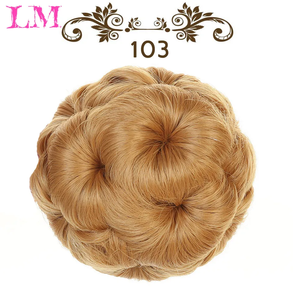 FORLISEE Synthetic High Temperature Fiber Chignon Nine Flowers Hair Women Curly Chignon Hair Bun Donut Clip In Hairpiece