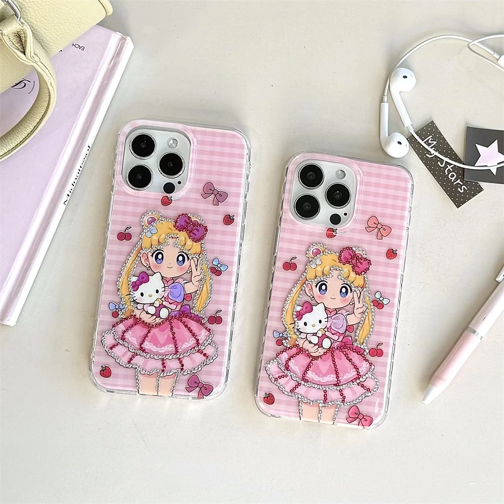 

New pink girl HelloKitty cartoon cute stand, suitable for iPhone 17 13, 14, 15, 16 Pro Max anti fall
