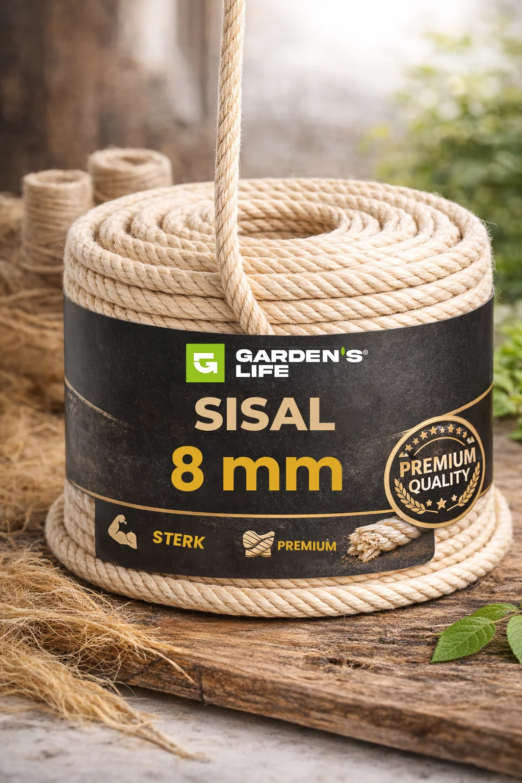 Natuurlijk sisaltouw 8 mm x 20 m, 100% onbehandelde Agave sisalana-vezel, Premium vervangings- en reparatietouw voor kattenkrabpalen, veilig voor huisdieren, sterk gedraaid koord voor macramé,