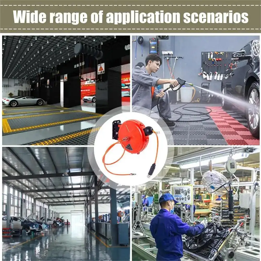 حامل أنابيب المياه بكرة خرطوم قابلة للسحب أوتوماتيكية بطول 10 أمتار لسقي الحديقة وغسيل السيارات بكرة أنابيب المياه ذات الضغط العالي