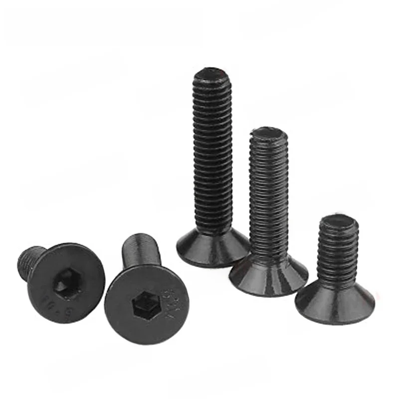 ZONSANTA-Parafuso de aço carbono, sextavado sextavado soquete, cabeça chata, parafuso escareado,
