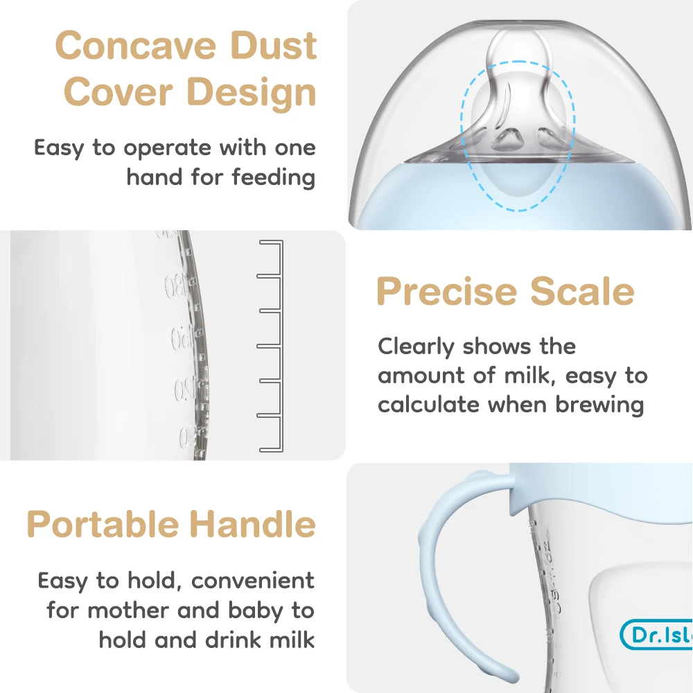 MAMIJOY 2 قطعة 150/240/330 مللي زجاجة أطفال مع مقبض مضاد للنفخ ومضاد للسقوط مقياس واضح زجاجة تستخدم في الرضاعة لحديثي الولادة PP15/24/33 #6
