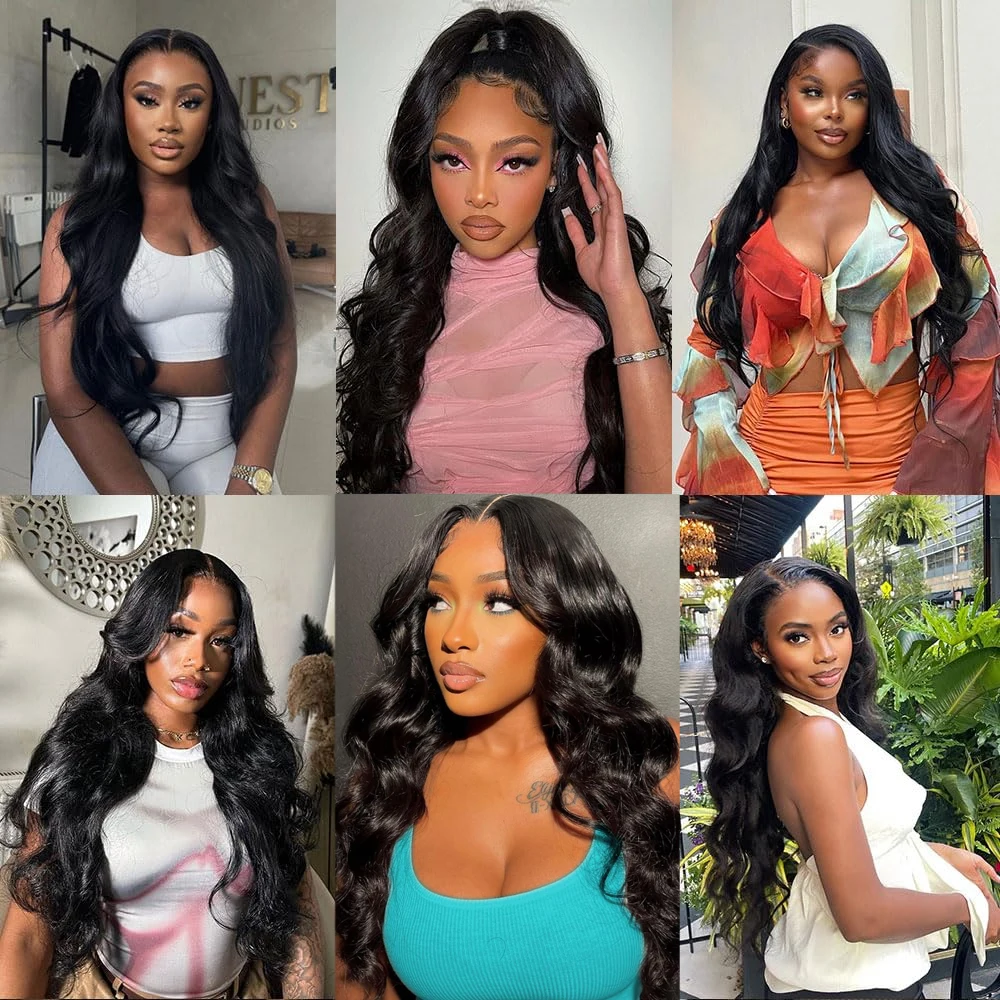 30Inch Long Wavy 13X6 Synthetic Lace Front Wigs For Women Heat Resistant Fiber Natural Black Body Wave Lace Front Wig PrePlucked