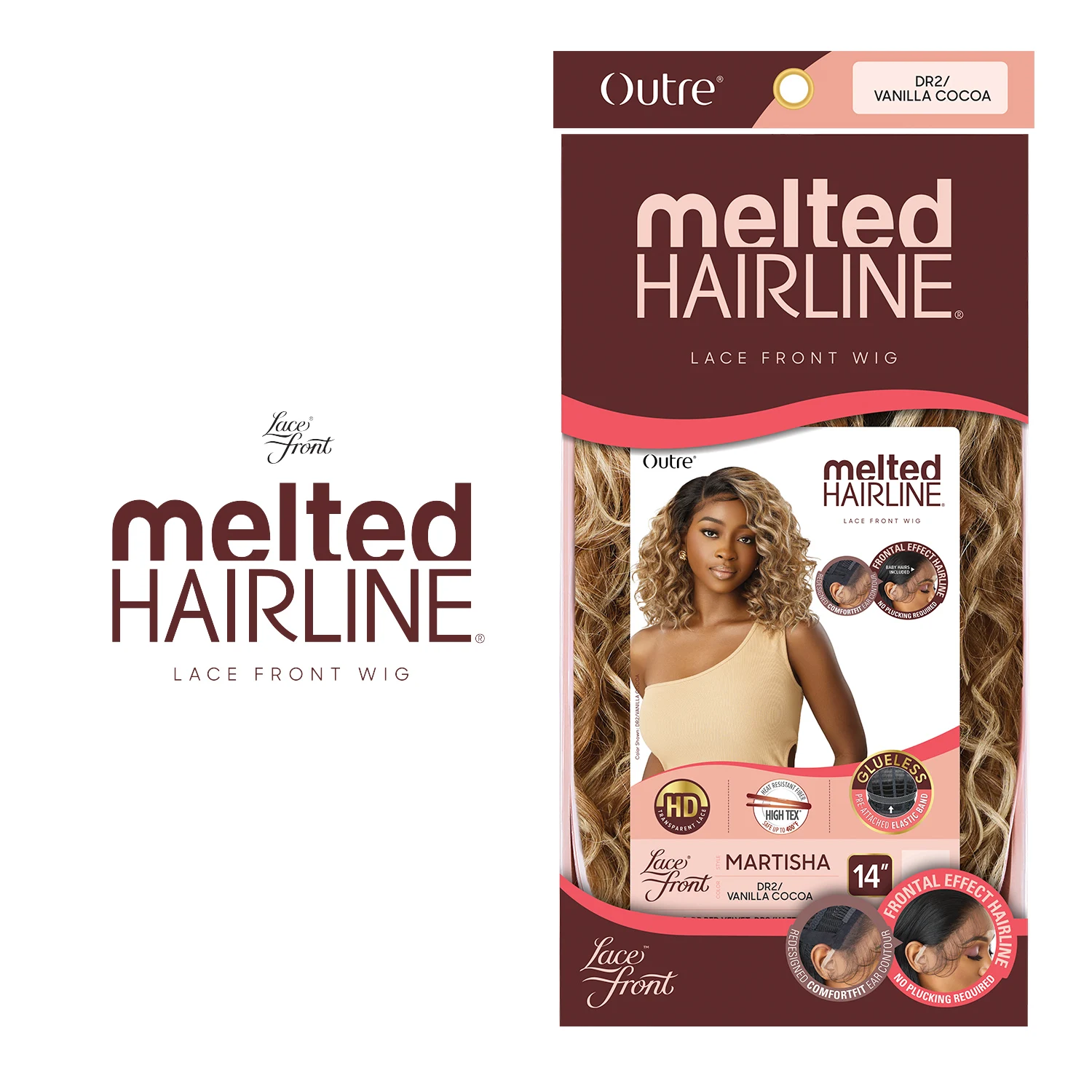 Parrucca sintetica anteriore in pizzo HD senza colla con linea sottile fusa Martisha