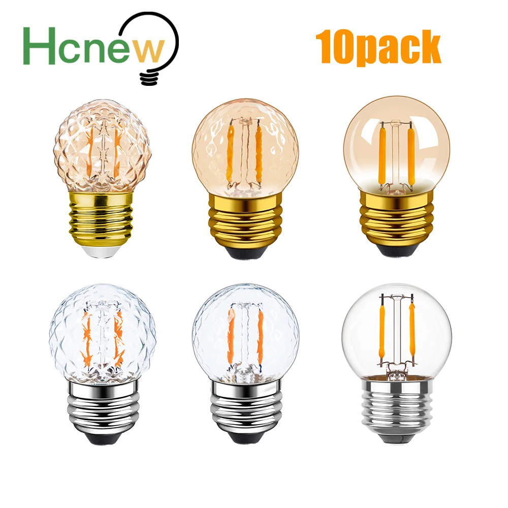 

10PCS G40 Dimmable Light Bulbs Vintage E27 220V 1W Pineapple Pumpkin Warm White 10W Equivalent Edison Ampoule Led Filament Bulb