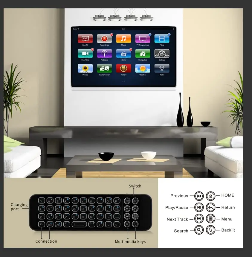 iPazzPort Mini Bluetooth Wireless Keyboard with Silicone Sleeve Control for Firestick/Max/Lite/Cube Echo Show 15