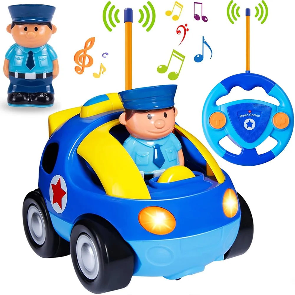 TOPLIVING Remote Control Car for Toddlers with Sound and Light – RC Police Race Car, Toddler Remote Control Car, Birthday Gift for 18+ Months Old Boys and Girls