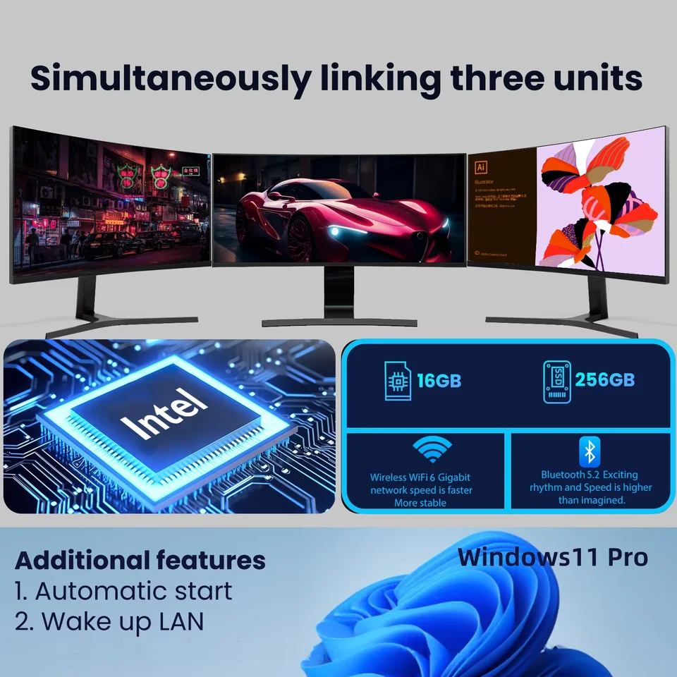 Windows 11 Mini PC Intel Core i9-8950HK/i3-6100U 16GB RAM 1/2TB