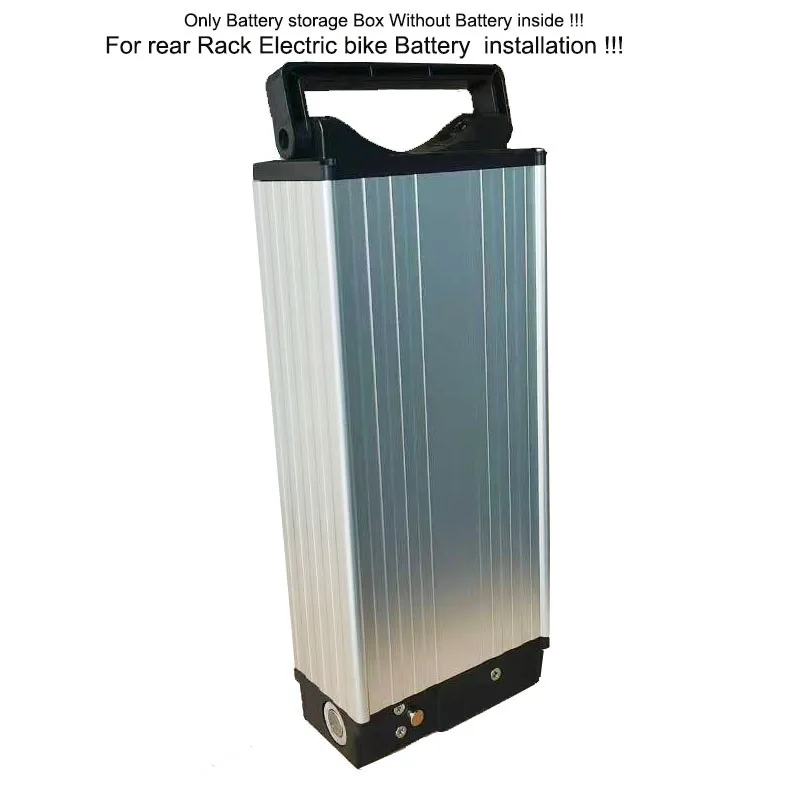 

Rear rack type electric bike storage aluminum box for 48V or 36V E-bike battery aluminum case or lithium 18650 battery container
