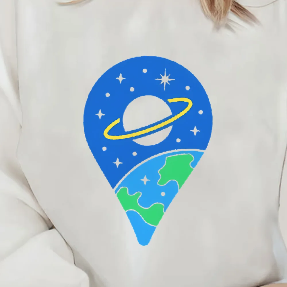 Space Map Sweatshirt Planet Graphic Cool Trendy Autumn Winter Casual Loose Long Sleeved Relaxing Unique Comfortable Cloth Tops