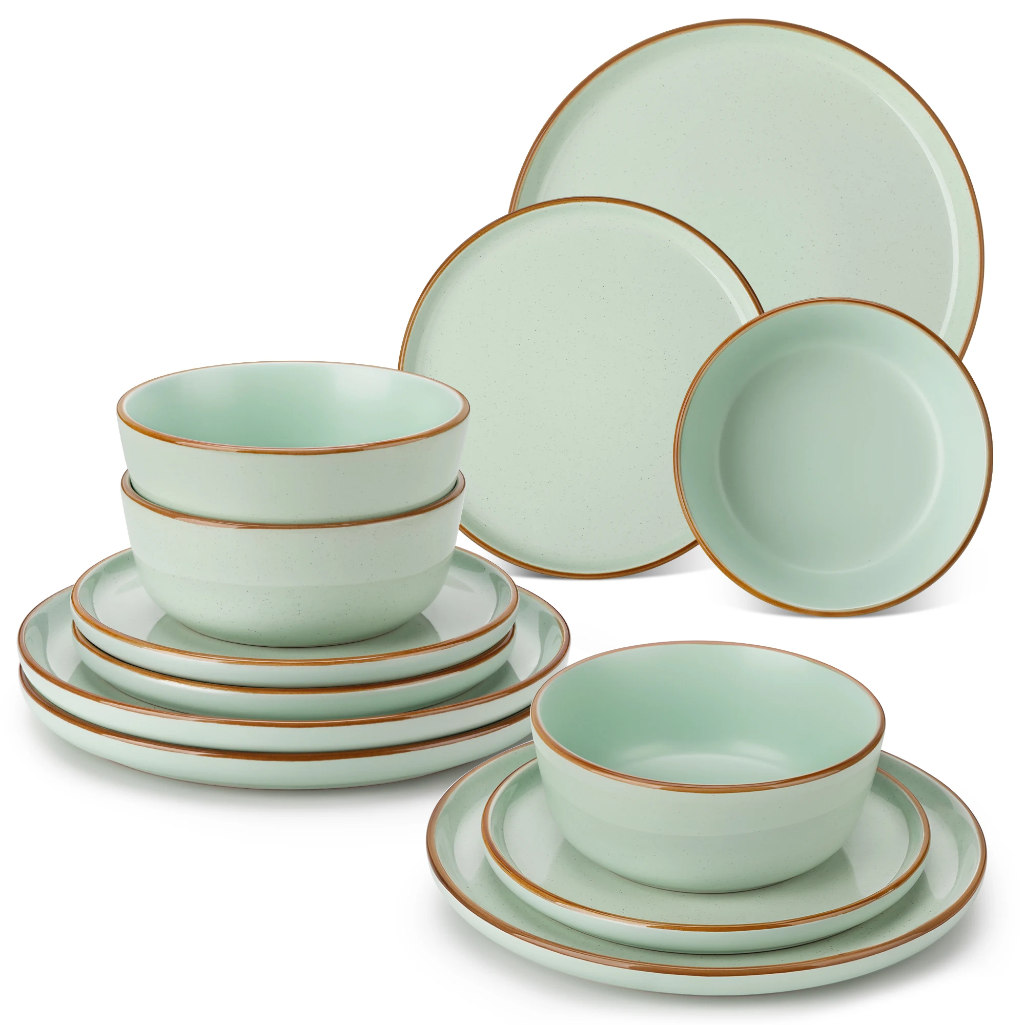 vancasso RENO 12/24-delige steengoed serviesset borden servies reflecterende glazuur multicolor met 4 stuks diner/dessert/schaal