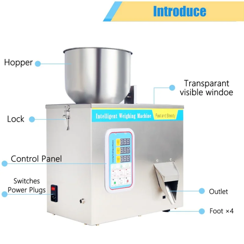 FZ-100 1-99g Automatic Powder Granule Filling Packing Machine Particle Subpackage Device Weighing