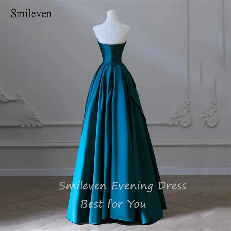 Smileven Elegant A-line Evening Dress Floor Length Prom Dresses Sleeveless Satin Backless Evening Party Gowns 2024