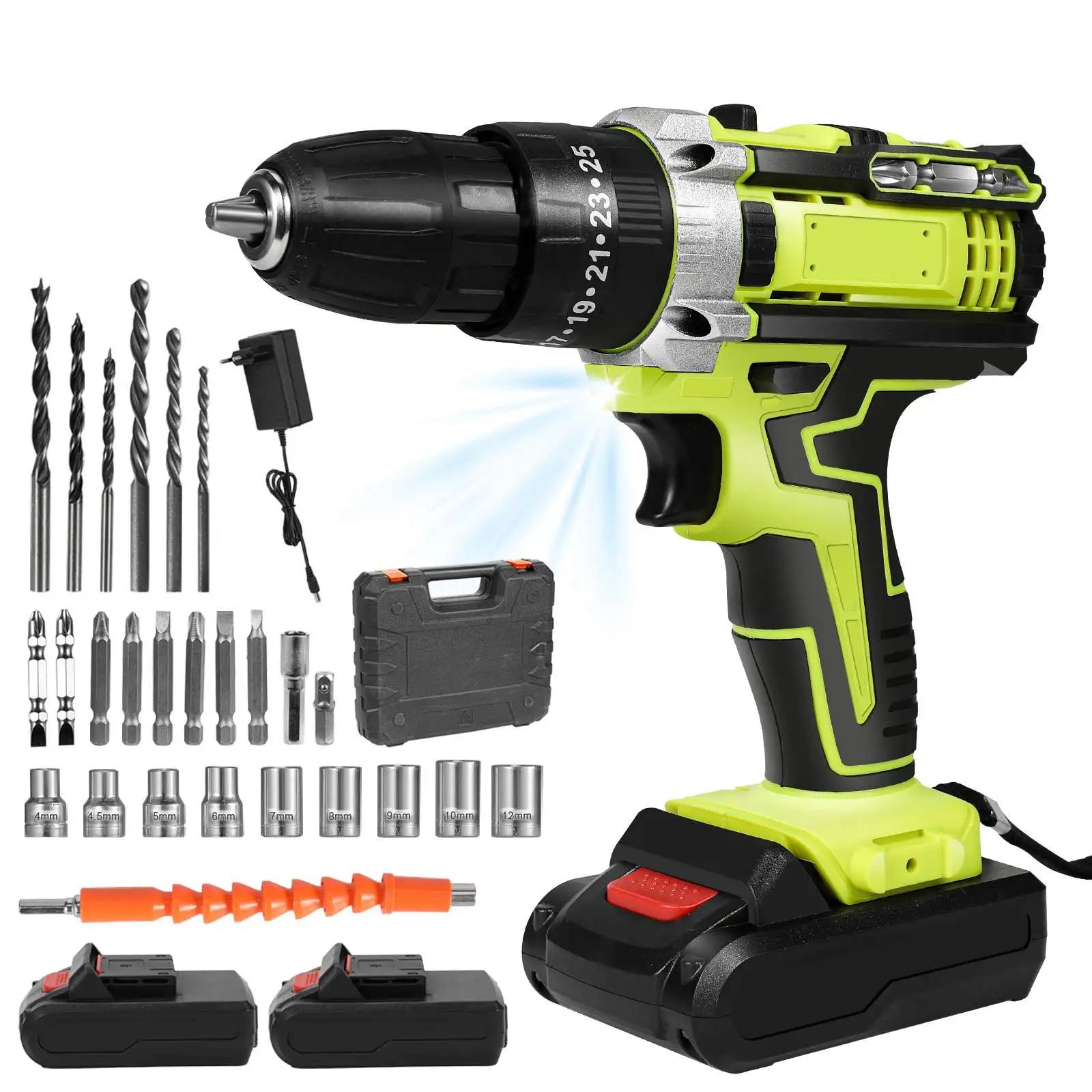 28V Cordless Impact Drill Electric Screwdriver Electric Hammer Drill Mini Wireless Hand Drill Lithium-Ion Battery Power Tools