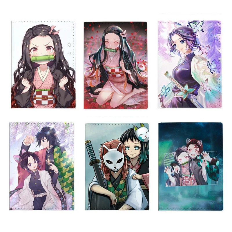 Couverture de passeport Demon Slayer, Anime japonais, unisexe, porte-passeport de voyage pour étudiants, portefeuille en cuir pour femmes, étui porte-carte de crédit