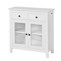 SoBuy FSB05 Dresser hallway wardrobe living room wardrobe sideboard kitchen wardrobe with 2 drawers and 2 glass doors B80XT32XH86cm White