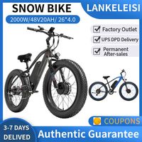 LANKELEISI MG740PLUS Electric Bike DAUL MOTOR 1000W*2 2000W 48V20AH Removabel Battery 45KM/H 26*4.0 Fat Tire Hydraulic Brake