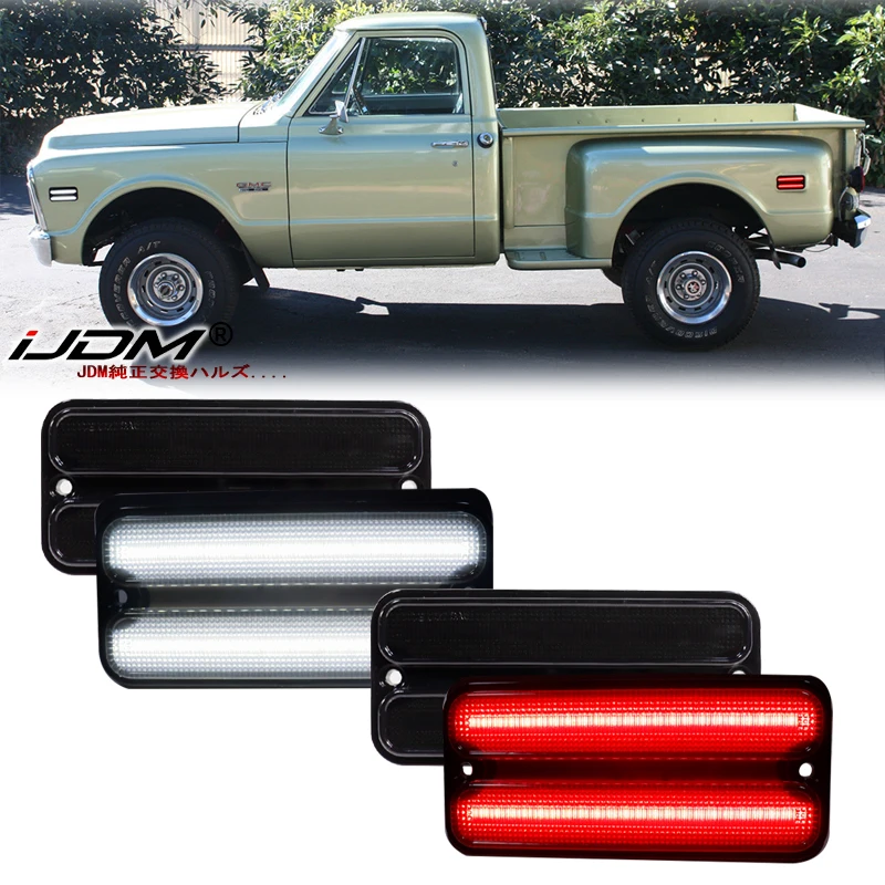 Smoked Bumper LED White Fender Side Marker Replacement For Chevy/GMC C/K Series C10 C20 C30 G Series Suburban K5 Blazer Jimmy